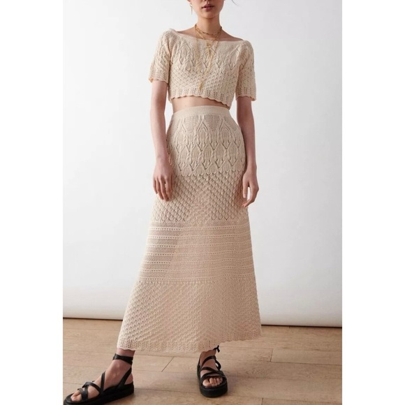 Ba&sh Paris 100% cotton Jensen Cropped knit Sweater in cream NEW - Picture 3 of 10